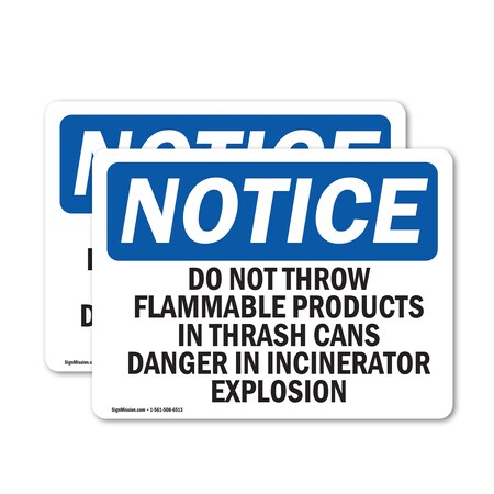 Signmission Do Not Throw Flammable Products In Trash OSHA Notice Sign, Vinyl Decal, 7in W x 5in L, 2PK OS-2PACK-NS-D-57-L-11384